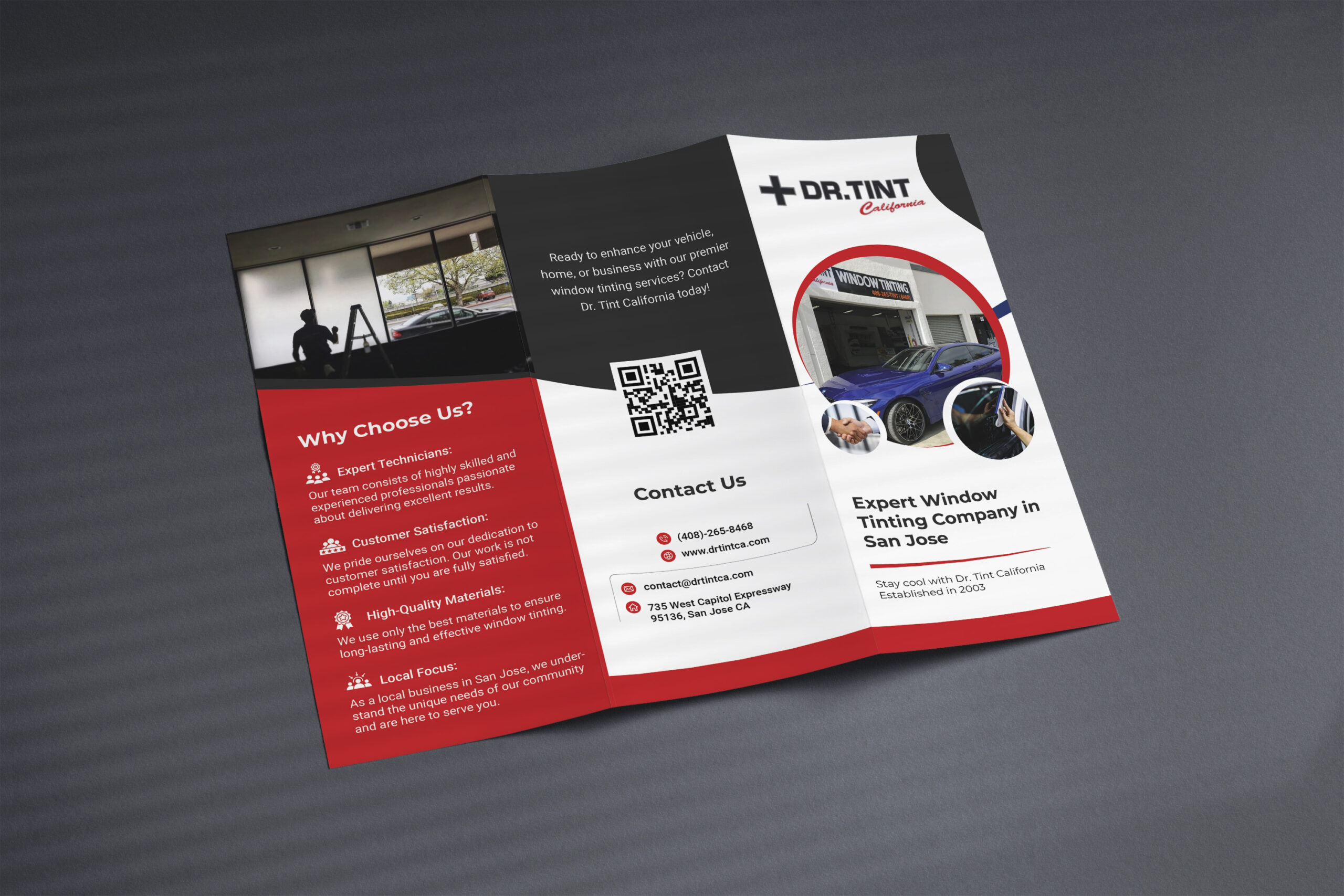 Opened tri-fold flyer brochure cover mock-up